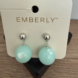 Silver and Mint Green Drop Earrings